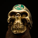 Excellent crafted Men's Celtic Triskelia green Triad Skull Ring - solid Brass - BikeRing4u