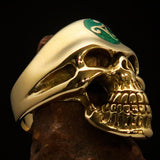Excellent crafted Men's Celtic Triskelia green Triad Skull Ring - solid Brass - BikeRing4u