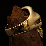 Excellent crafted Men's Celtic Triskelia green Triad Skull Ring - solid Brass - BikeRing4u