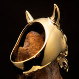 Excellent crafted Men's Biker Ring horned Devil Skull - Solid brass - BikeRing4u