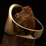 Excellent crafted Men's green Iron Cross Biker Ring - Solid Brass - BikeRing4u