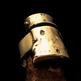 Excellent Crafted Men's Ned Kelly Outlaw Ring - Solid Brass - BikeRing4u