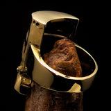 Excellent Crafted Men's Ned Kelly Outlaw Ring - Solid Brass - BikeRing4u