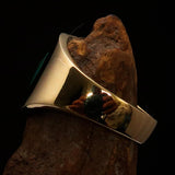 Excellent crafted Men's green Hammer and Sickle Crest Ring - Solid Brass - BikeRing4u