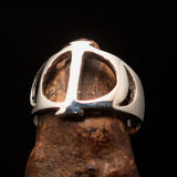 Men's Greek upper case Capital Letter Initial Ring Phi - Sterling Silver - BikeRing4u
