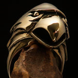 Excellent crafted Men's Falcon Hawk Head Ring - antiqued Brass - BikeRing4u