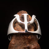 Men's Greek upper case Capital Letter Initial Ring Psi - Sterling Silver - BikeRing4u