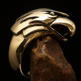 Excellent crafted Men's Falcon Hawk Head Ring - antiqued Brass - BikeRing4u
