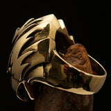 Excellent crafted Men's Falcon Hawk Head Ring - antiqued Brass - BikeRing4u