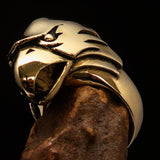Excellent crafted Men's Falcon Hawk Head Ring - antiqued Brass - BikeRing4u