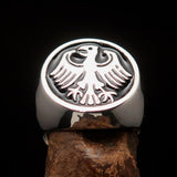 Nicely crafted Men's Seal Ring German Eagle Black - Sterling Silver - BikeRing4u