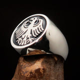 Nicely crafted Men's Seal Ring German Eagle Black - Sterling Silver - BikeRing4u