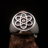 Perfectly crafted Men's Teacher Ring Atom Symbol Black - Sterling Silver - BikeRing4u