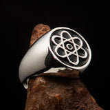 Perfectly crafted Men's Teacher Ring Atom Symbol Black - Sterling Silver - BikeRing4u