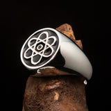 Perfectly crafted Men's Teacher Ring Atom Symbol Black - Sterling Silver - BikeRing4u