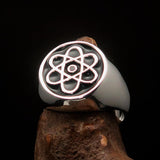 Perfectly crafted Men's Teacher Ring Atom Symbol Black - Sterling Silver - BikeRing4u