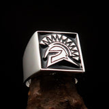Nicely crafted Men's Ring Black Greek Warrior - Sterling Silver - BikeRing4u