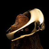 Excellent crafted Lady's Love Ring the big Kiss - Mirror Polished Brass - BikeRing4u