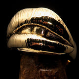 Excellent crafted Lady's Love Ring the big Kiss - Mirror Polished Brass - BikeRing4u