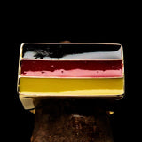 Excellent crafted rectangle shaped Men's German Flag Ring - solid Brass - BikeRing4u