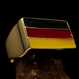 Excellent crafted rectangle shaped Men's German Flag Ring - solid Brass - BikeRing4u