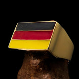 Excellent crafted rectangle shaped Men's German Flag Ring - solid Brass - BikeRing4u