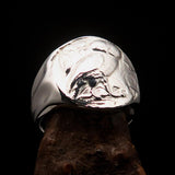 Men's Sterling Silver ancient Greek Drachma Coin Owl Ring - BikeRing4u
