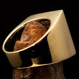 Perfectly crafted Men's Cowboy Ring Bull Skull Blue - Solid Brass - BikeRing4u