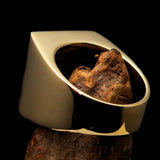 Perfectly crafted Men's Cowboy Ring Bull Skull Blue - Solid Brass - BikeRing4u