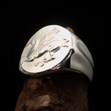 Men's Sterling Silver ancient Corinthian Pegasus Coin Ring Greek Goddess Athena - BikeRing4u