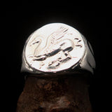 Men's Sterling Silver ancient Corinthian Pegasus Coin Ring Greek Goddess Athena - BikeRing4u