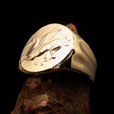 Men's ancient Corinthian Pegasus Coin Ring Greek Goddess Athena - Brass - BikeRing4u