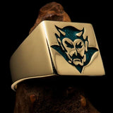 Perfectly crafted Men's Blue Devil Ring  - Solid Brass - BikeRing4u