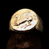 Men's ancient Corinthian Pegasus Coin Ring Greek Goddess Athena - Brass - BikeRing4u