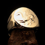 Men's ancient Corinthian Pegasus Coin Ring Greek Goddess Athena - Brass - BikeRing4u