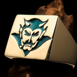 Perfectly crafted Men's Blue Devil Ring  - Solid Brass - BikeRing4u