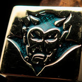Perfectly crafted Men's Blue Devil Ring  - Solid Brass - BikeRing4u