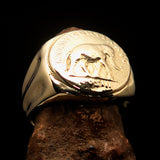 Men's ancient Roman Coin Men's Elephant Ring Antonius Pius - solid Brass - BikeRing4u