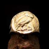 Men's ancient Greek Drachma Coin Owl Ring - Solid Brass - BikeRing4u