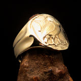 Men's ancient Greek Drachma Coin Owl Ring - Solid Brass - BikeRing4u