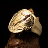 Men's ancient Greek Drachma Coin Owl Ring - Solid Brass - BikeRing4u
