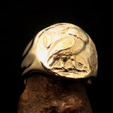 Men's ancient Greek Drachma Coin Owl Ring - Solid Brass - BikeRing4u