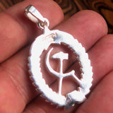 Red Star Sterling Silver Communist Crest Pendant Hammer and Sickle - BikeRing4u