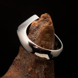 Men's Sterling Silver Biker Ring Diamond shaped green 1% Percent Outlaw Symbol - BikeRing4u