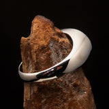 Excellent crafted oval Men's Ring Jesus in Hebrew Green - Sterling Silver - BikeRing4u