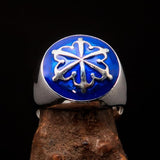 Perfectly crafted domed Men's blue Unity Ring - Sterling Silver - BikeRing4u