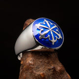 Perfectly crafted domed Men's blue Unity Ring - Sterling Silver - BikeRing4u