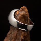 Perfectly crafted domed Men's blue Unity Ring - Sterling Silver - BikeRing4u
