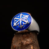 Perfectly crafted domed Men's blue Unity Ring - Sterling Silver - BikeRing4u