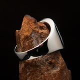 Excellent crafted ancient blue Celtic Birgit's Cross Men's Ring - Sterling Silver - BikeRing4u